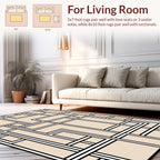 Abstract Geometric Cream Black Lines Rug