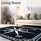 Star Compass Ornate Border Design Rug