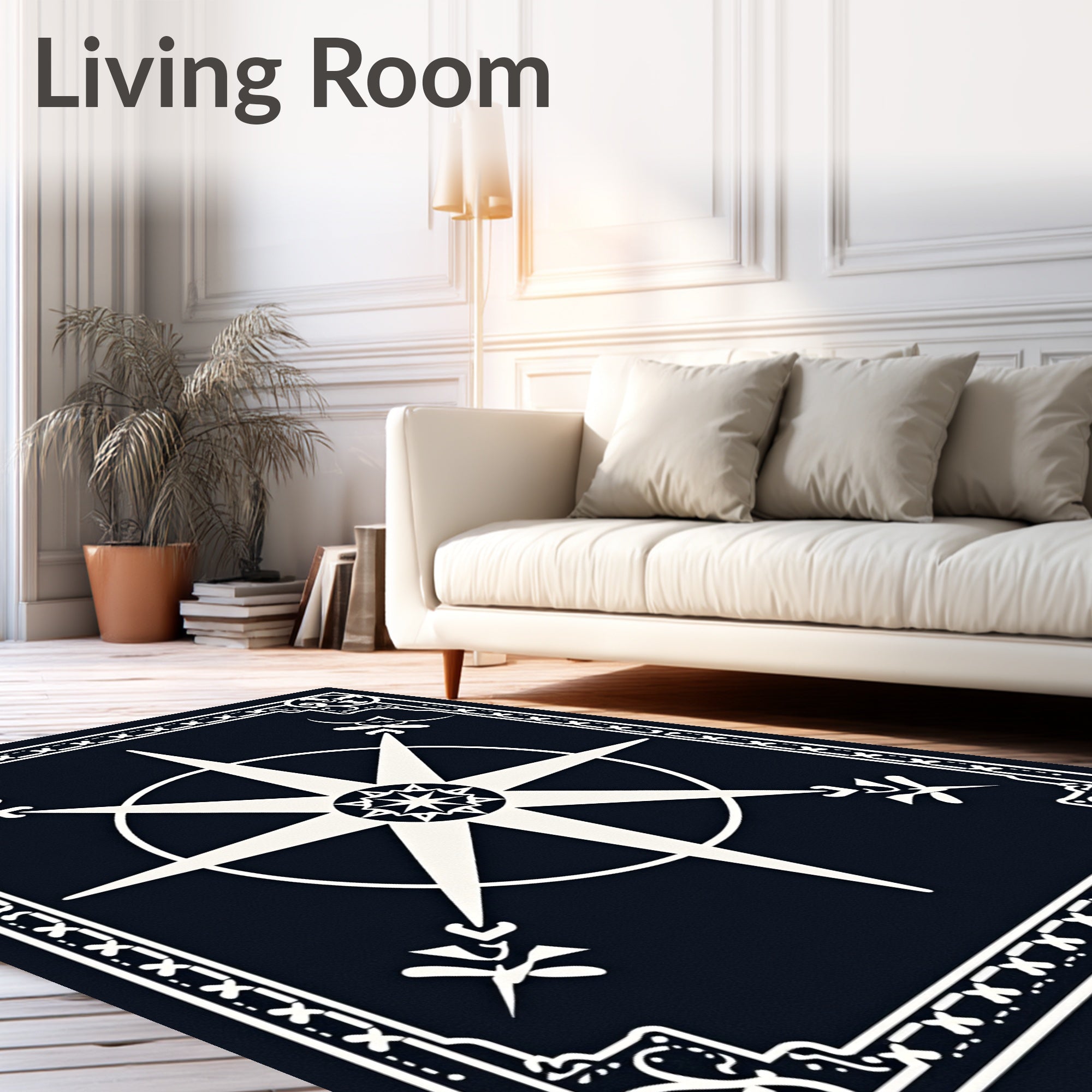 Star Compass Ornate Border Design Rug