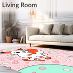 Cute Fox With Swirls Pattern Rug