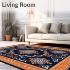 Ornate Medallion And Border Design Rug