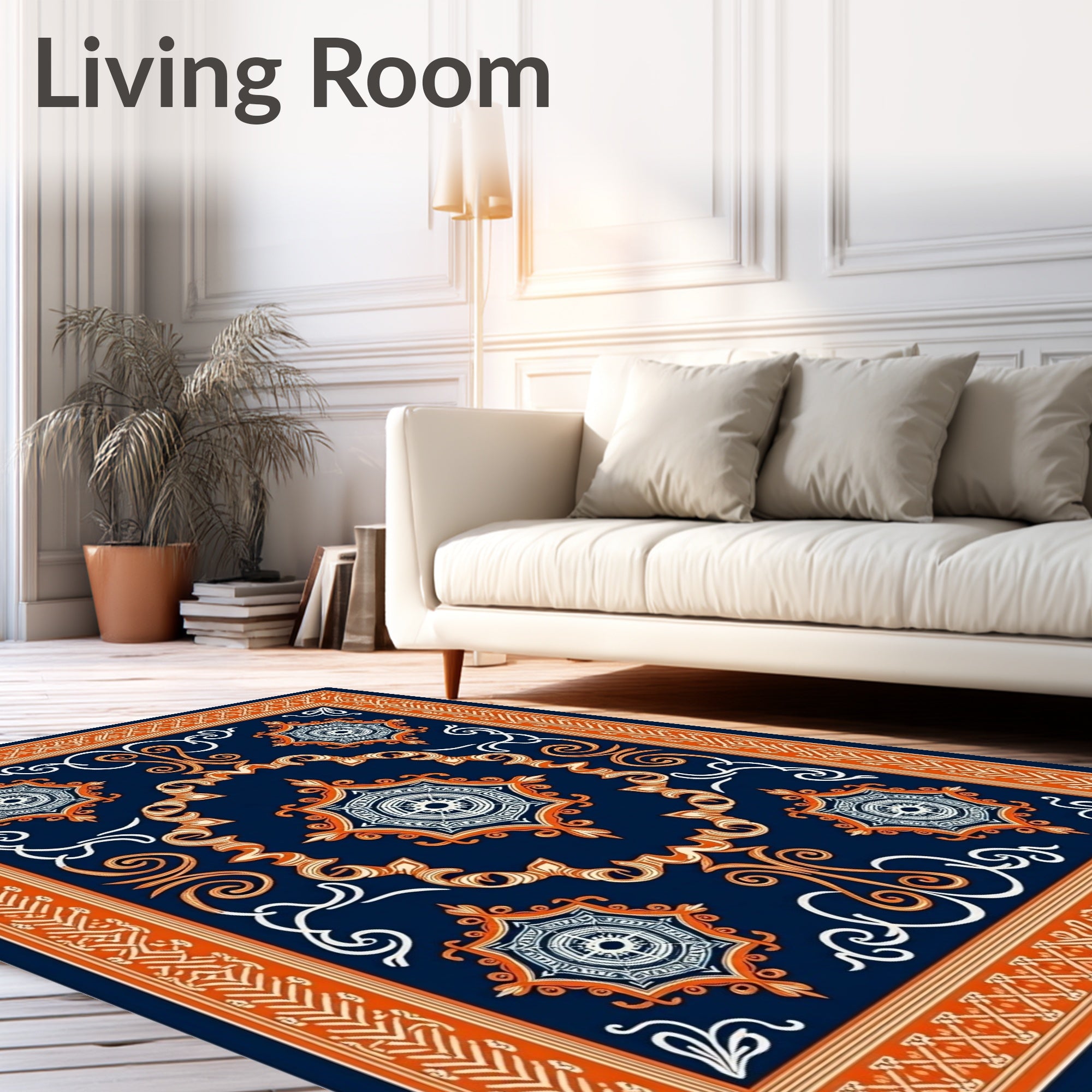 Ornate Medallion And Border Design Rug