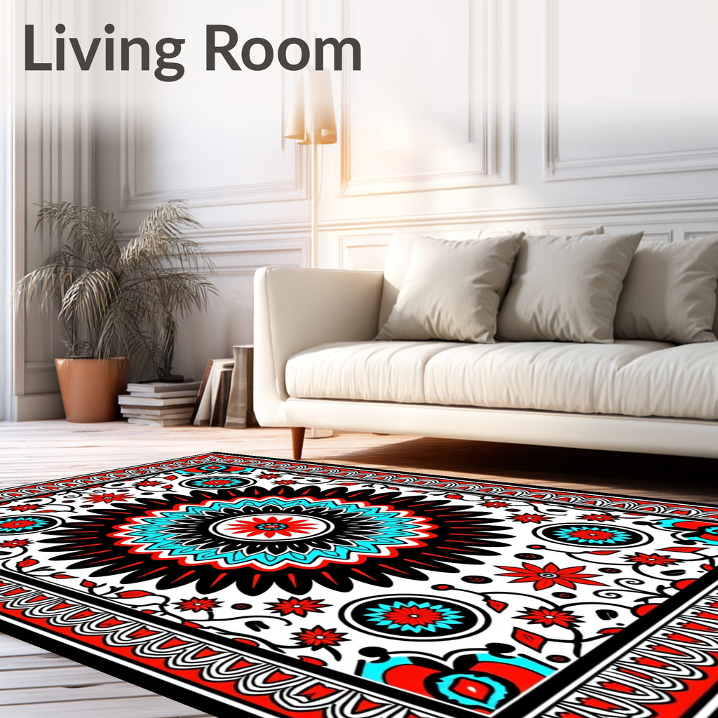 Bold Floral Sunburst Traditional Pattern Rug
