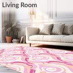 Swirling Pink Art Nouveau Design Rug