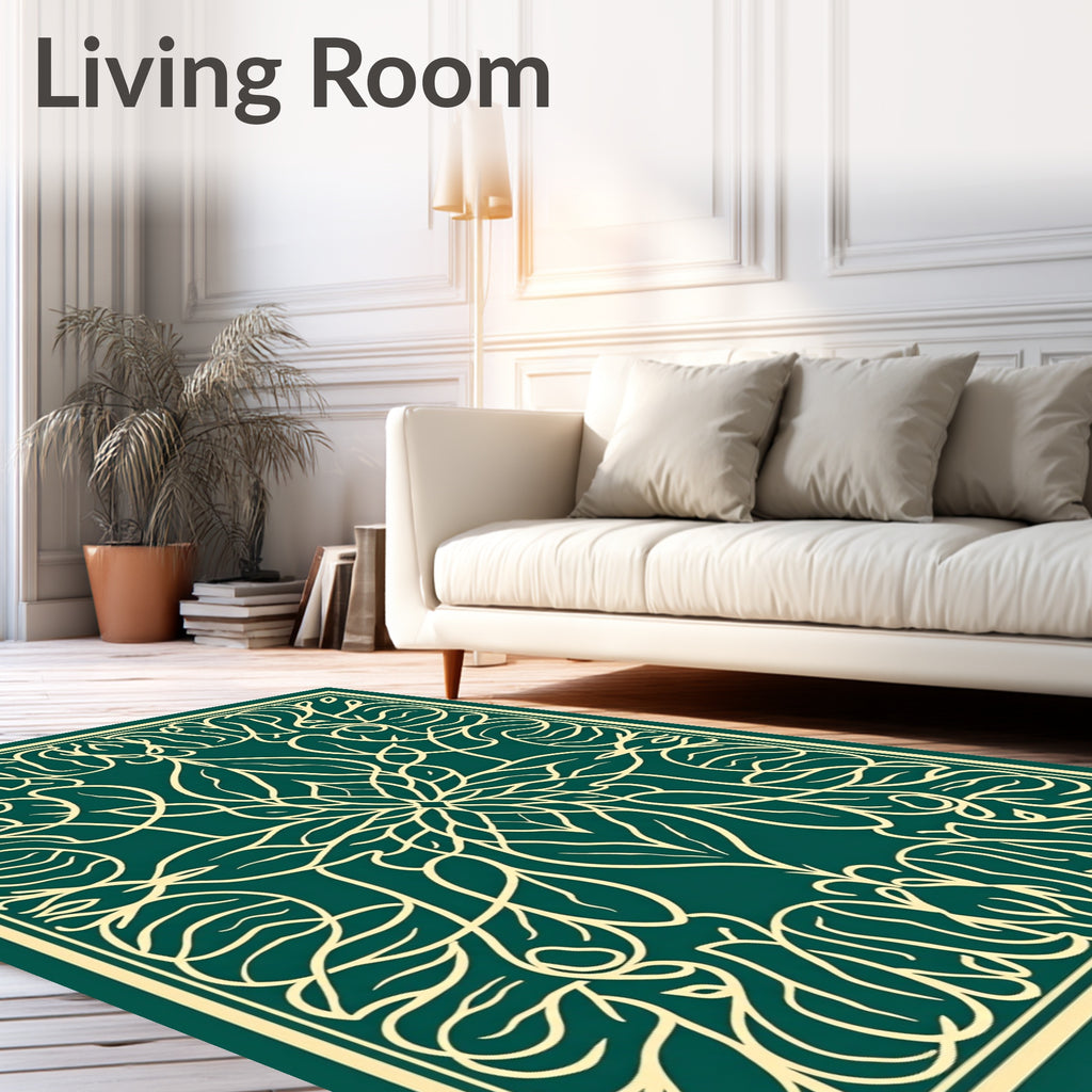 Ornate Leafy Vine Pattern Rug