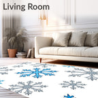 Winter Blue Snowflake Scatter Rug