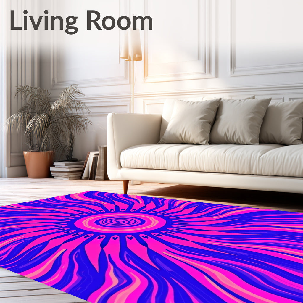Vibrant Pink Swirl Sunburst Rug