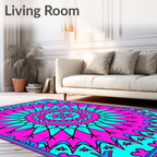 Bold Neon Mandala Pattern Rug