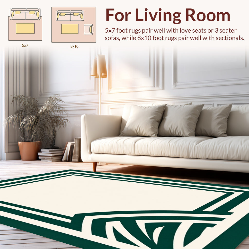 Elegant Cream Geometric Stripe Rug
