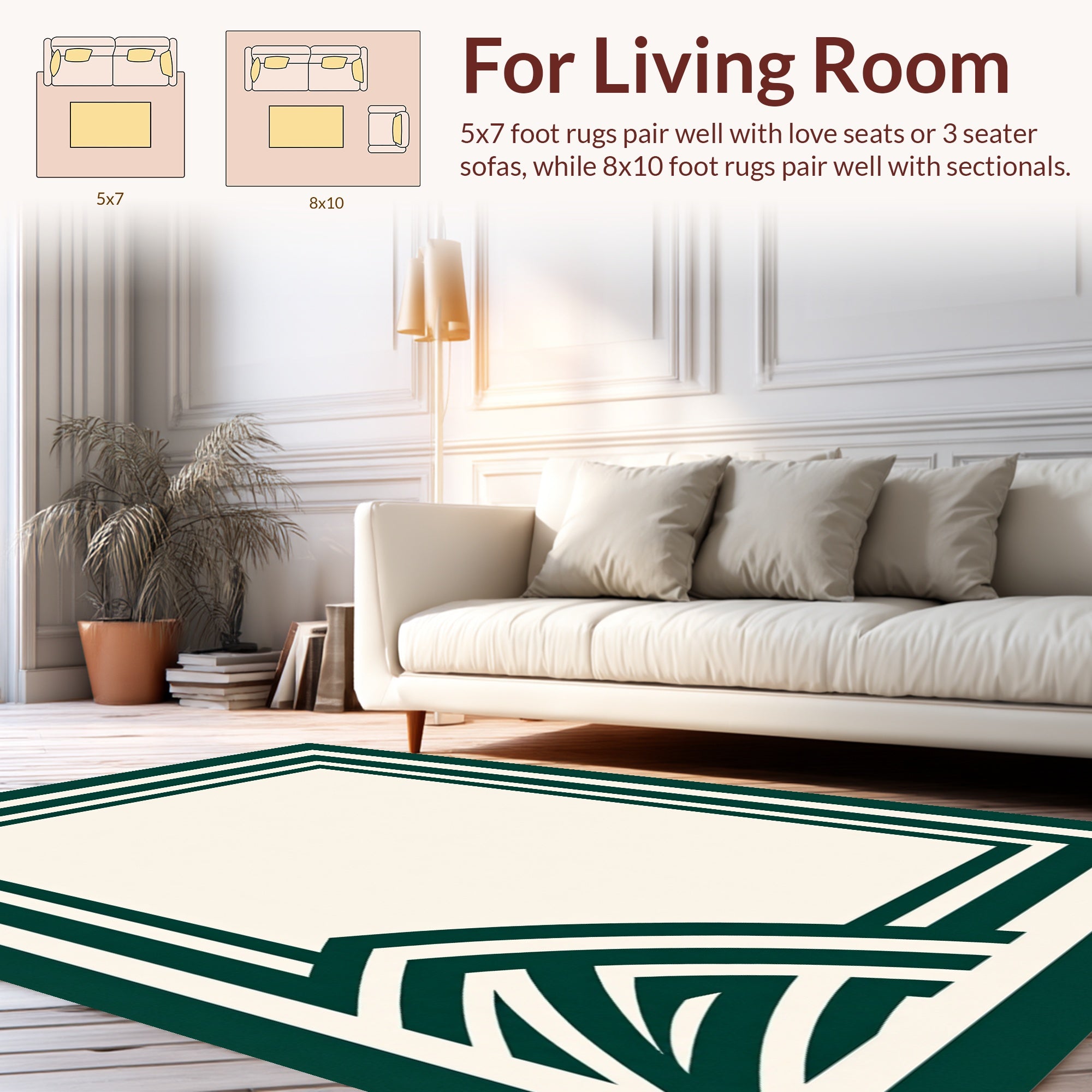 Elegant Cream Geometric Stripe Rug