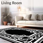 Art Deco Black White Geometric Frame Rug