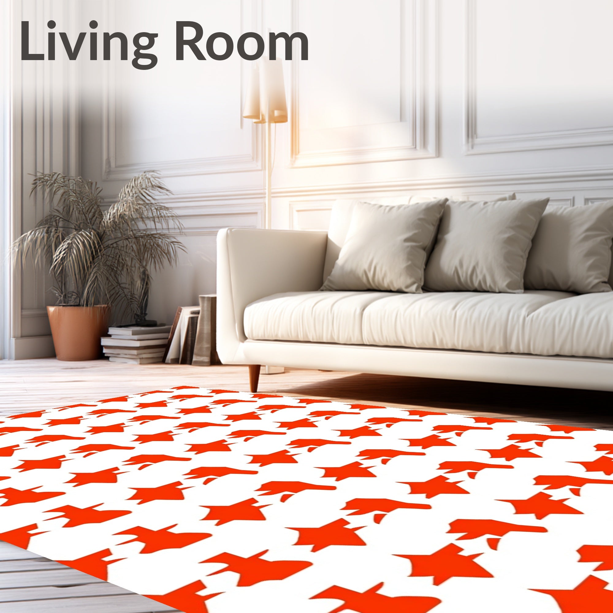 Bold Orange Geometric Star Pattern Rug