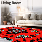 Bright Red Tribal Butterfly Medallion Rug