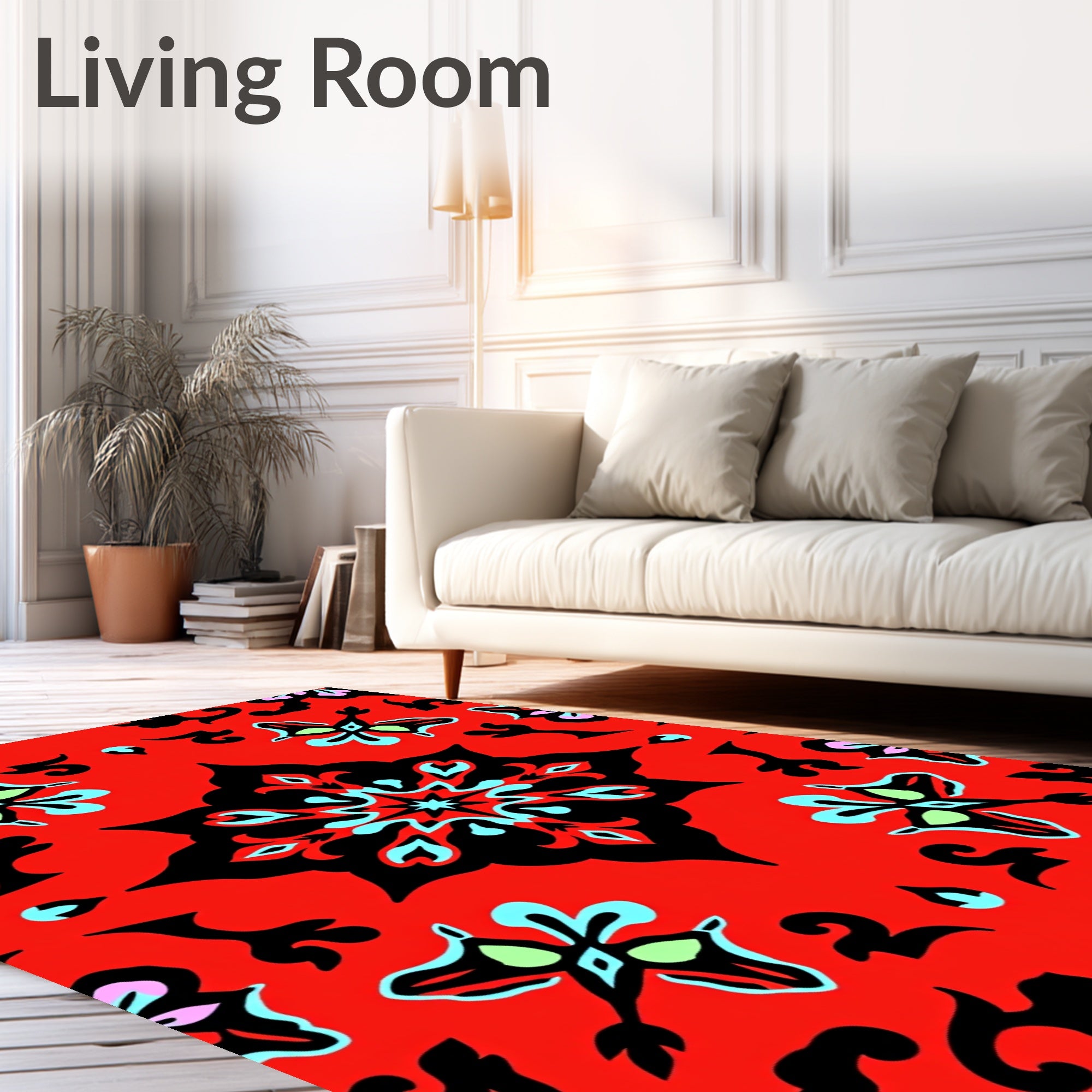 Bright Red Tribal Butterfly Medallion Rug