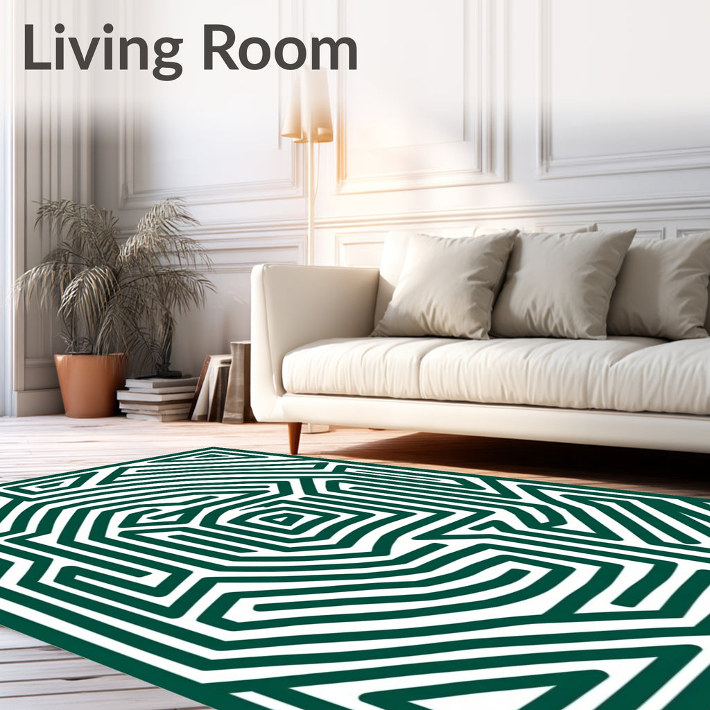 Green Maze Pattern Design Rug