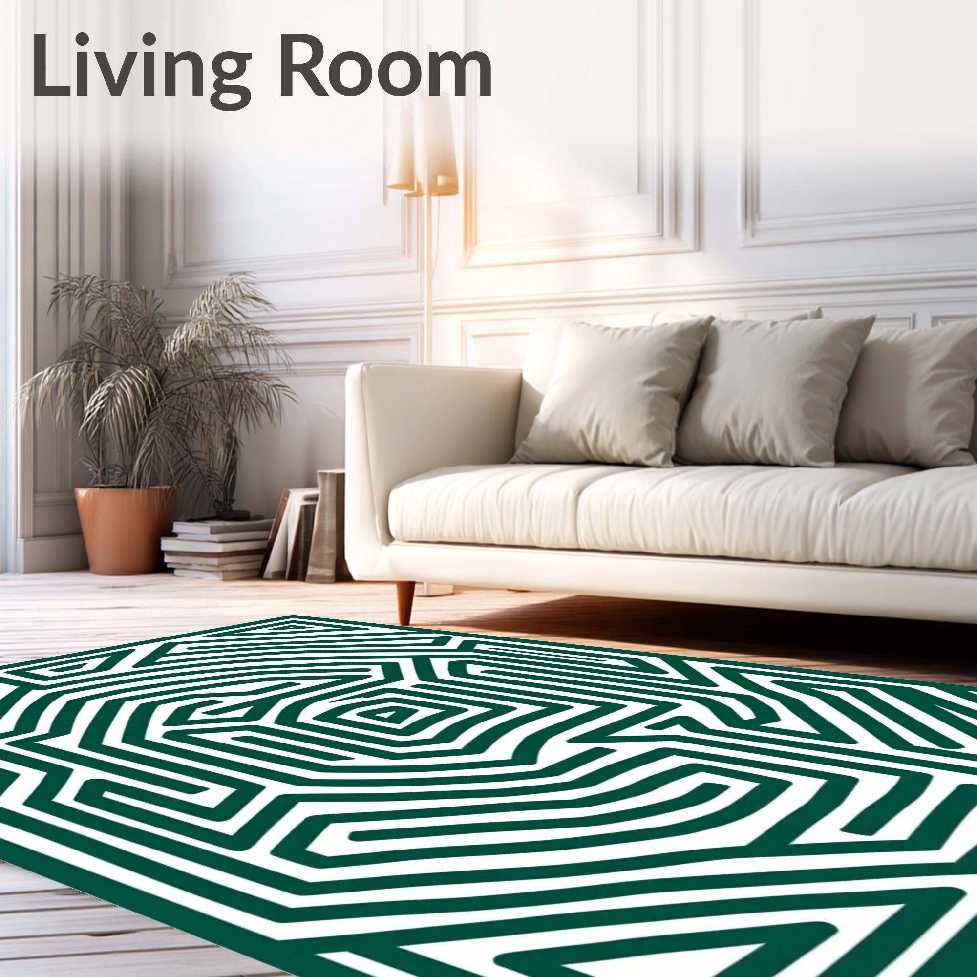 Green Maze Pattern Design Rug