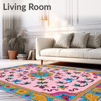 Pink Floral Mandala Pattern Rug