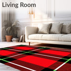 Classic Red Black Plaid Pattern Rug