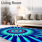 Radiant Blue Green Floral Mandala Rug