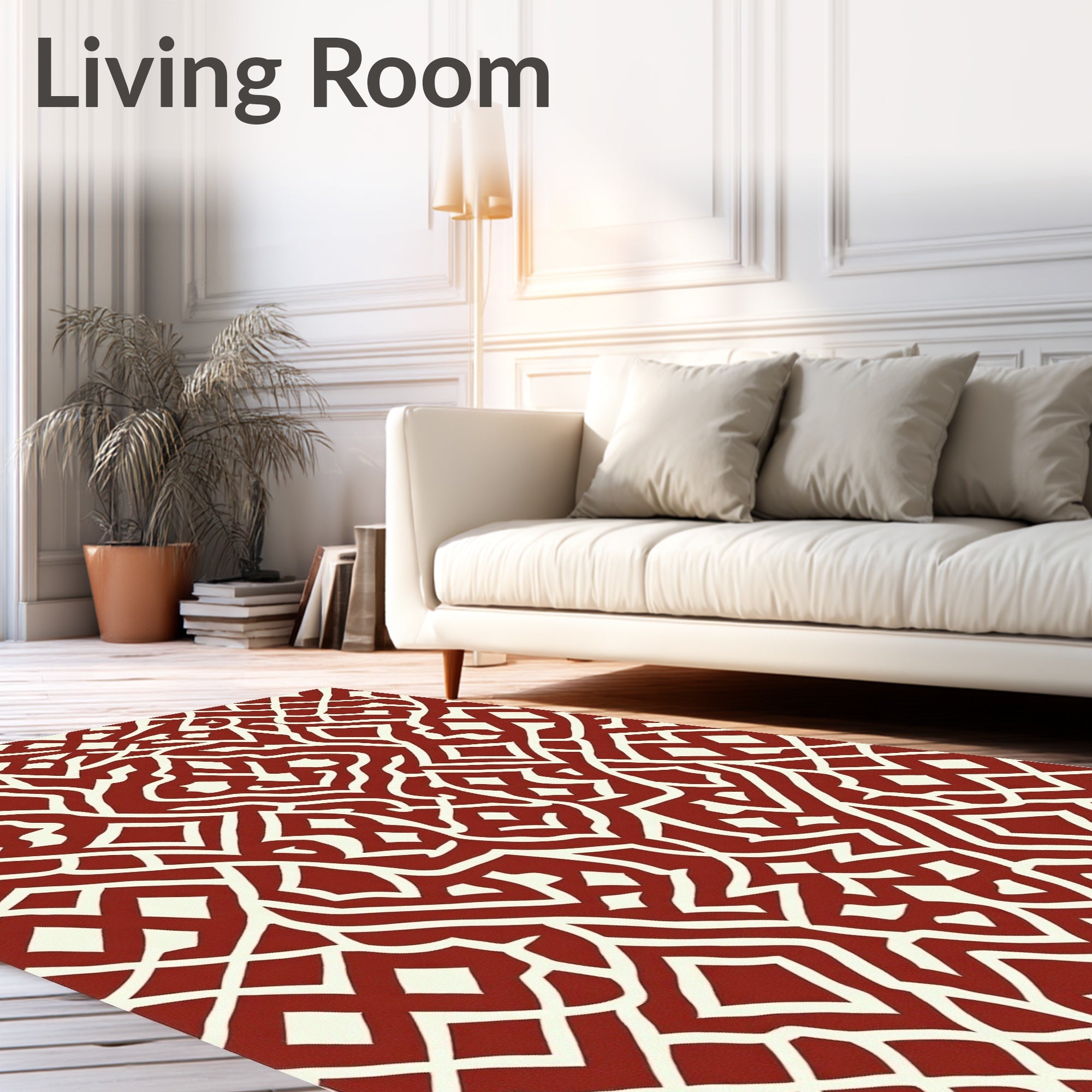 Intricate Lattice Interlocking Geometric Design Rug