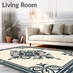 Classic Floral Scrollwork Medallion Pattern Rug