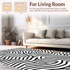 Abstract Black White Wavy Lines Rug
