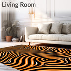 Bold Orange Wave Pattern Design Rug