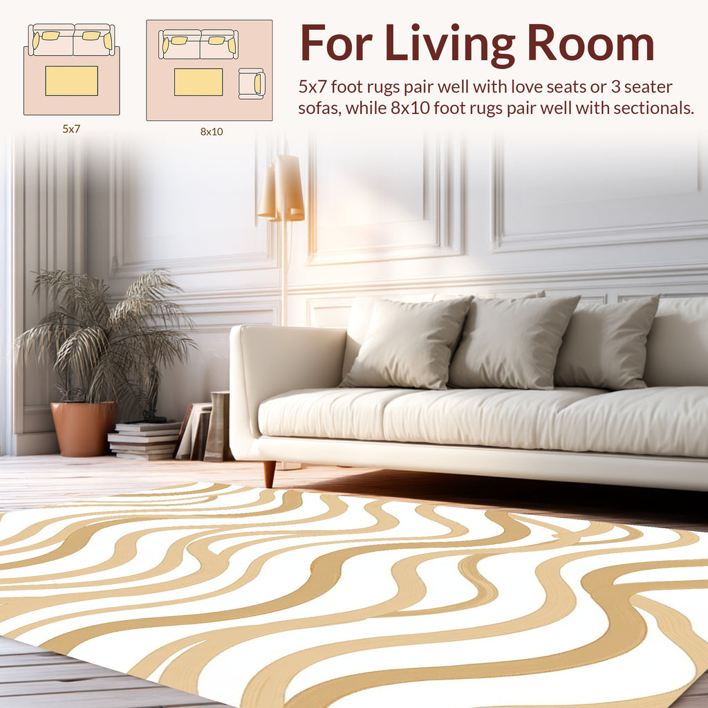 Golden Organic Flowing Waves Rug