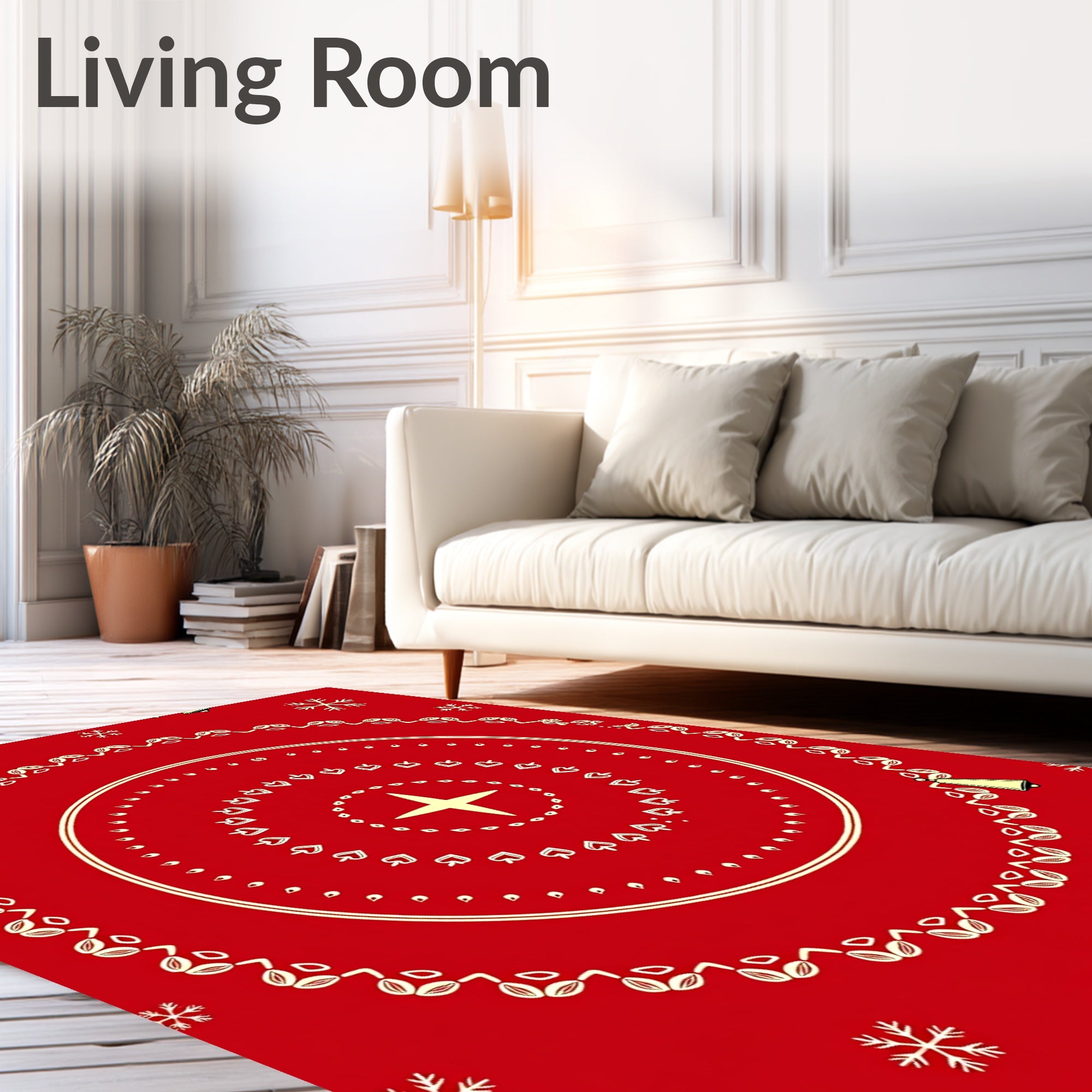 Festive Leafy Hearts Mandala Rug
