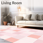 Soft Pink Peach Checkered Pattern Rug