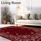 Classic Floral Bordered Red Rug