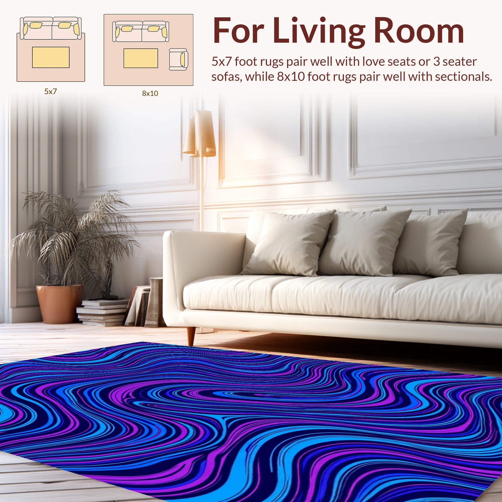 Trippy Swirl Abstract Blue-Purple Rug