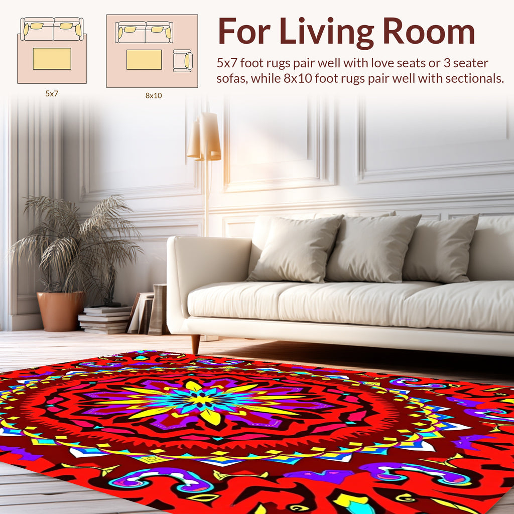 Vibrant Mandala Abstract Geometric Pattern Rug