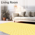 Golden Hexagonal Geometric Pattern Rug