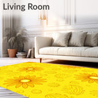 Cheery Yellow Daisy Floral Pattern Rug