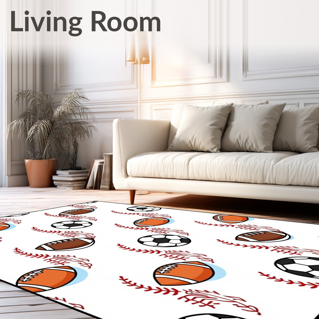 Sporty Ball And Stitch Pattern Rug