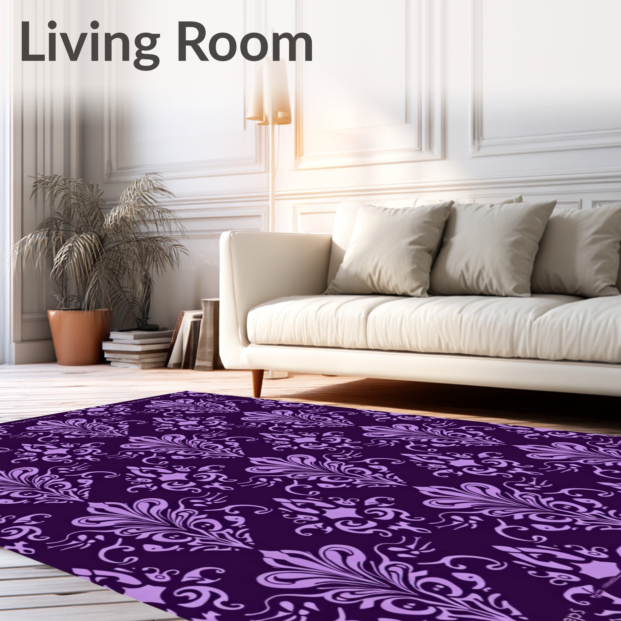 Damask Flourish Purple Pattern Rug