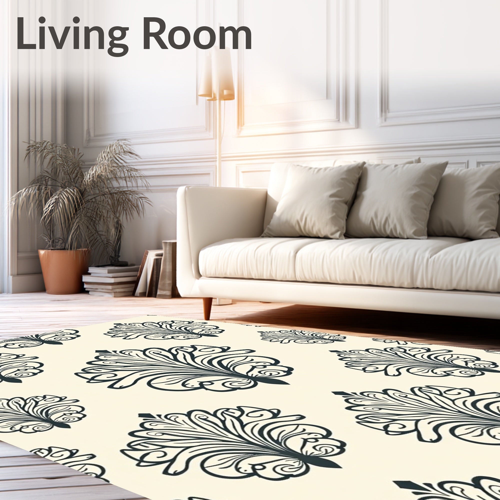 Ornate Floral Damask Pattern Rug