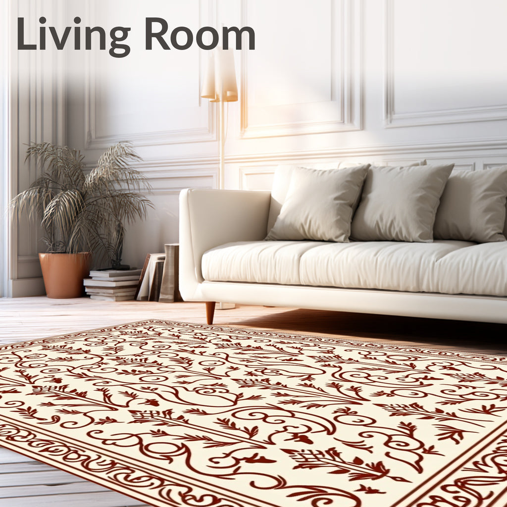 Ornate Floral Scroll Work Medallion Rug