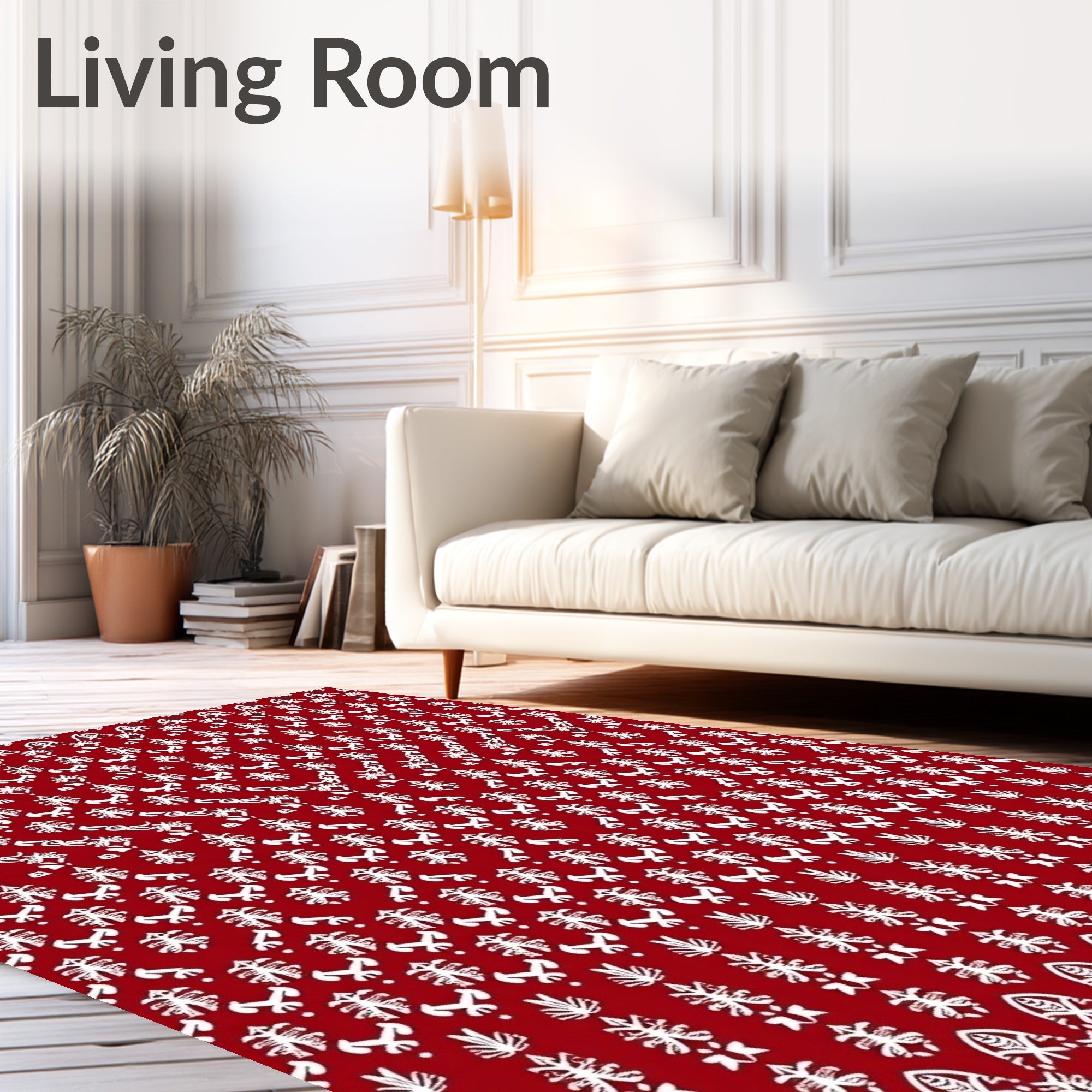 RedWhite Folk Pattern Design Rug