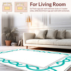 Modern Teal Wave Border Rug