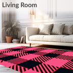 Pink Black Buffalo Check Pattern Rug