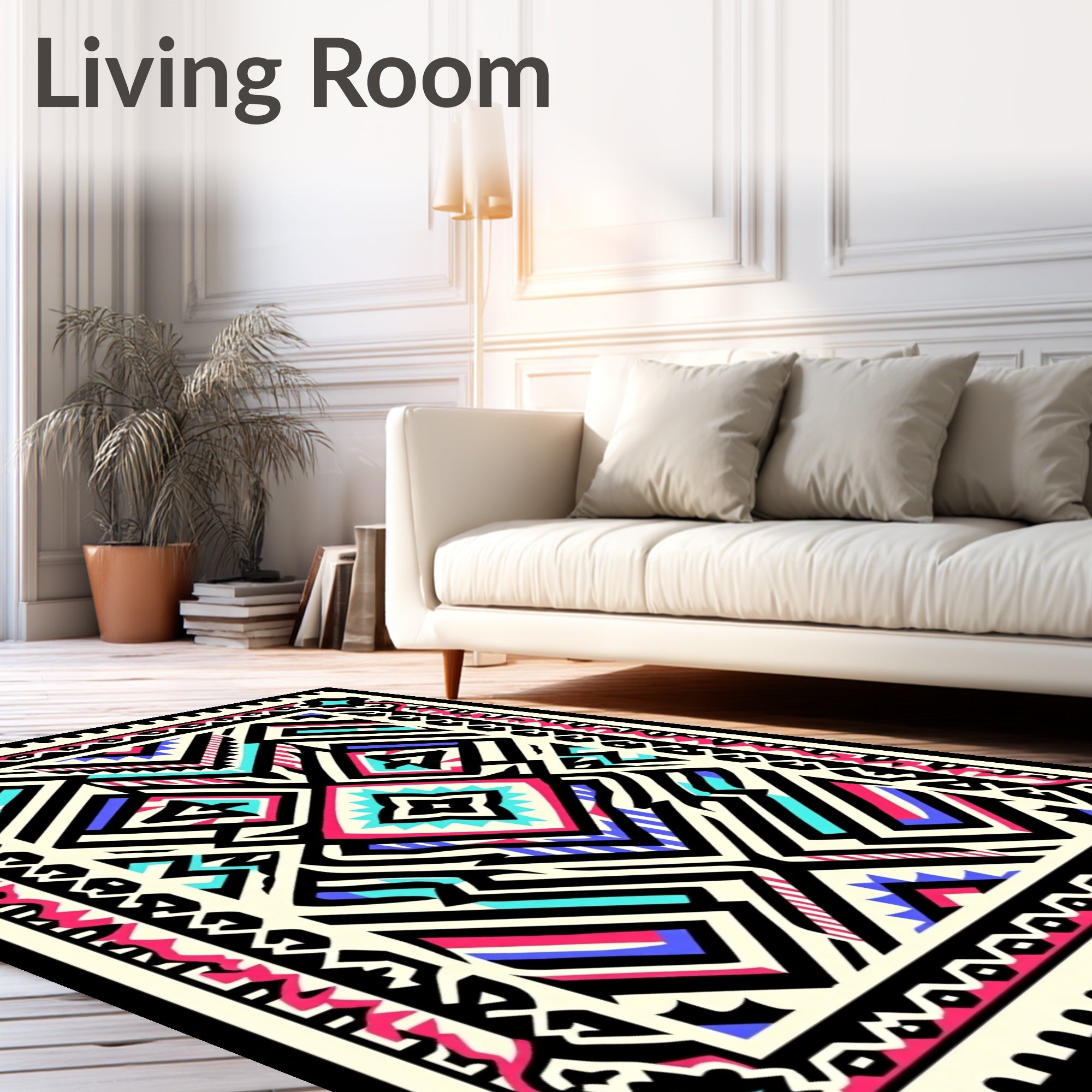 Bold Geometric Tribal Patterned Rug