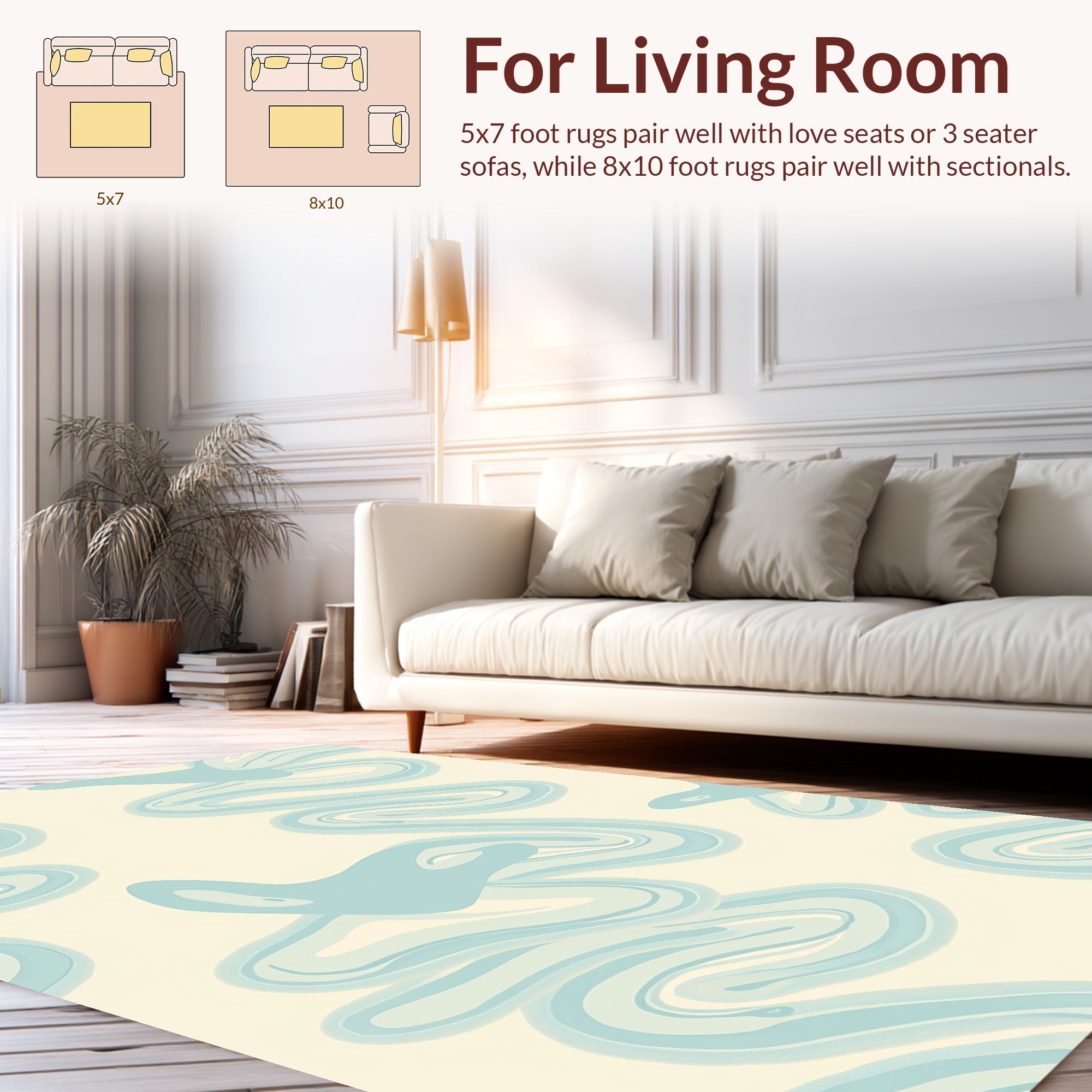 Serene Blue Wavy Pattern Rug