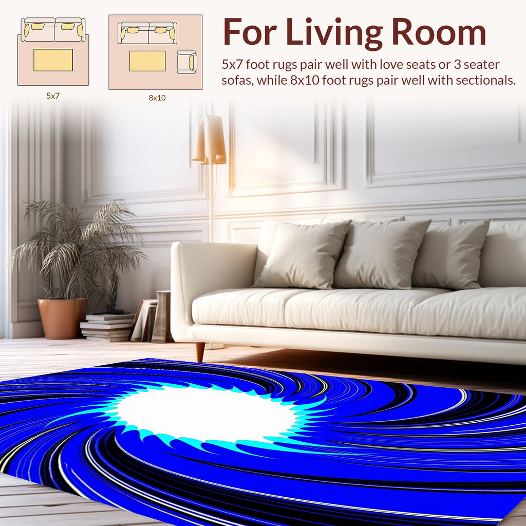 Electric Blue Abstract Swirl Rug