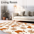 Safari Animals Palm Leaves Pattern Rug