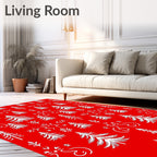 Festive Trees Winter Snowflake Pattern Rug