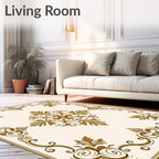 Classic Gold Leaf Scrollwork Pattern Rug
