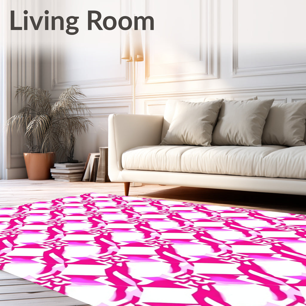 Bold Pink Geometric Abstract Rug