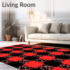 Red Black Houndstooth Checkered Pattern Rug